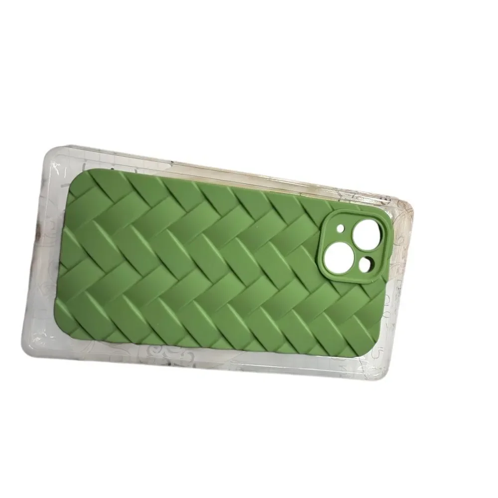 Bicol Green‎ Woven Pattern iPhone Case Anti-Slip Full Coverage Anti-Fingerprint